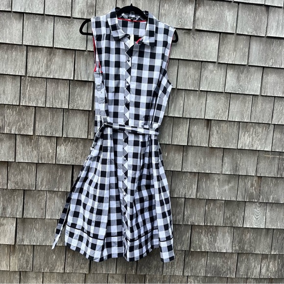 NWT Talbots x Oprah Magazine Black & White Sleeveless Button Tie Front Sundress - Picture 2 of 9